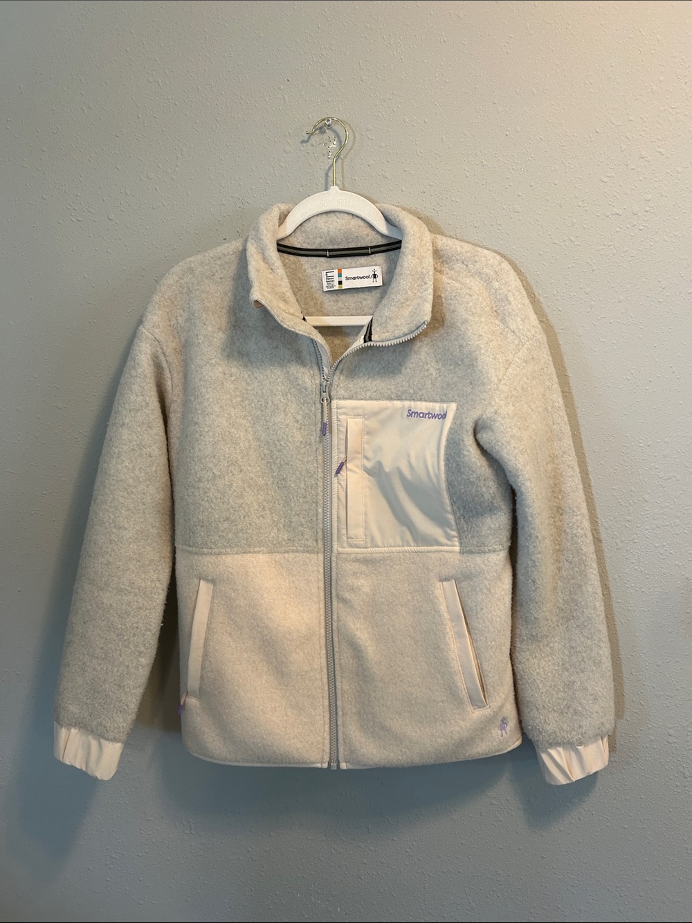 Smartwool Hudson Trail Cream Two-Tone Fleece Zip Jacket
